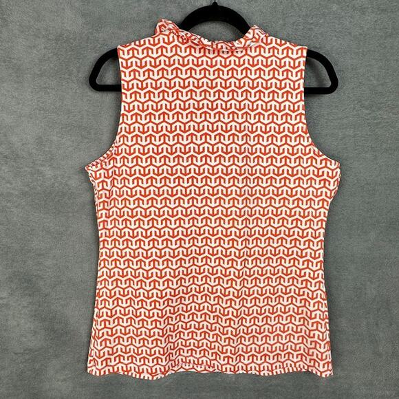 J Mclaughlin Top Womens Large Orange Durham Catalina Cloth Sleeveless Preppy - Picture 5 of 12